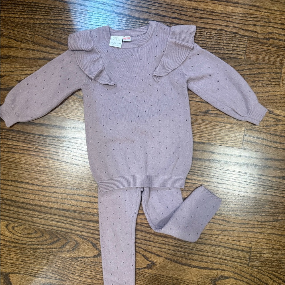 Zara knit pointelle sweater and leggings set for Toddlers Size 2-3
